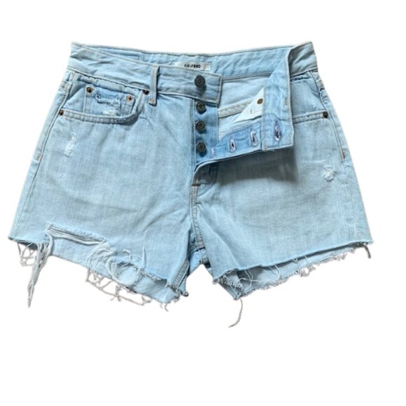 GRLFRND Helena Shorts in Distressed Light Blue SIZE 24 NWT - Picture 5 of 10